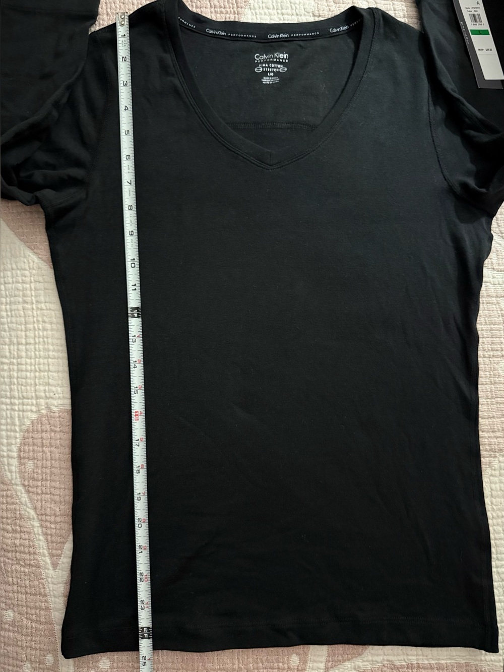 CALVIN KLEIN PERFORMANCE BLACK VNECK 3/4 SLEEVE PIMA COTTON TOP NWT - Picture 7 of 11